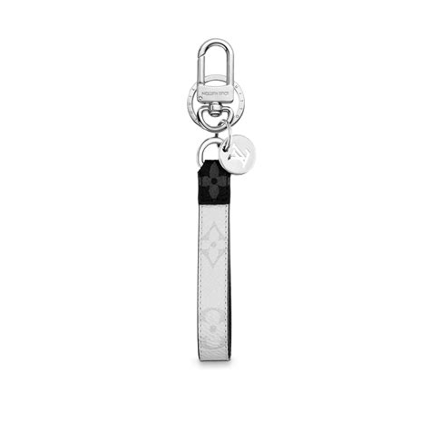 Slim Dragonne Monogram White Bag Charm and Key Holder